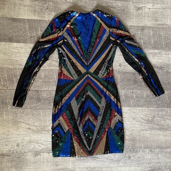 EXPRESS Rainbow Sequin Bling Shift Dress - Picture 3 of 10